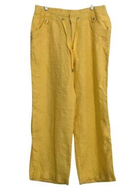 INC International Concepts Womens Yellow Linen Pants Size 14